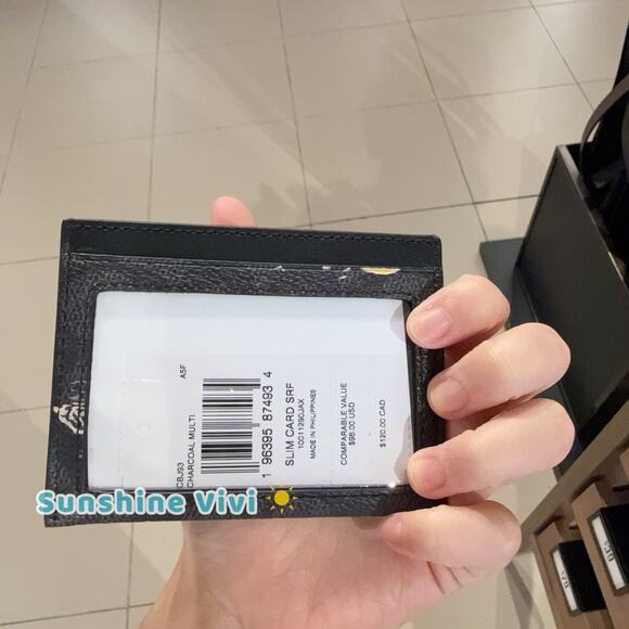 NWT Coach Slim Id Card Case With Surf Print CBJ93 Charcoal Multi - Picture 2 of 5